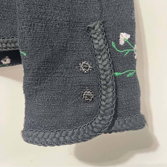 Zara Floral Embroidered Black Blazer Jacket Small Preppy Casual Dark Academia - Picture 5 of 13